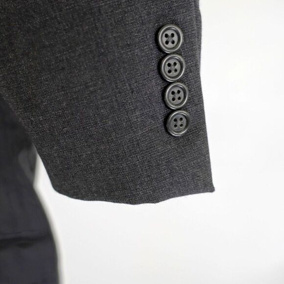 Pronto Uomo Lessona Natural Stretch Super 100s Worsted Wool Gray 42R Basketweave - Picture 3 of 14